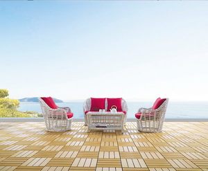 Outdoor Sofas: #638 Thick Round Rattan set 4pcs, 3 years warranty