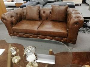 Sofas: Chesterfield  Full Genuine leather sofa set #893