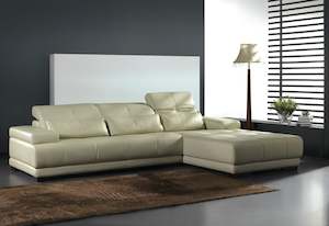 Antonio Italian Leather Lounge Suite - Beige color, 20% off now.