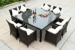Outdoor Dining: PE Rattan Big Square outdoor  dining table only, Clearance sale.