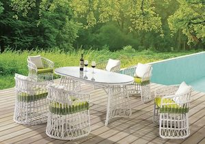 Outdoor Dining: 7pcs rattan Dinning Set #893, 2 years warranty