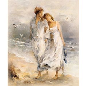 Paintings Pre Order: 100% Hand Oil Painting Beach lovers, Ready to Hang up by order