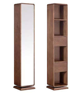 Bookcases: Solid Ash wood swiled full length mirror with dispaly shelves, Special Price, by order