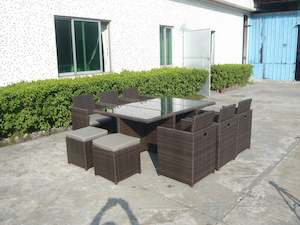 Outdoor Dining Pre Order: Beauty Cube 11pcs rattan Dining Set by order