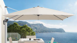 Umbrellas: 2.5m White color Sun Umbrella with wheeled Base
