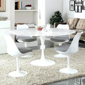 Natural Marble Top Tulip Dining Table - White color - Dia120cm