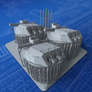 French Navy: 1/400 French Navy Triple 152mm/55 (6") Model 1936 x3 (Richelieu Class, Gunports closed)