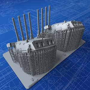 French Navy: 1/400 French Navy Quad 330mm/50 (13") Model 1931 x2 (Strasbourg, Gunports closed)