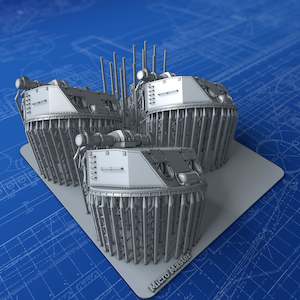 1/400 French Navy Quad 130mm/45 (5.1") Model 1932 x3 (Dunkerque Class, Gunports closed)