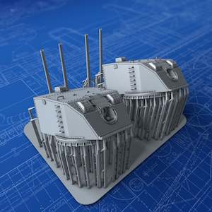 1/400 French Navy Twin 130mm/45 (5.1") Model 1932 x2 (Dunkerque Class, Gunports closed)