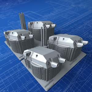 Kriegsmarine German Navy: 1/350 German Kriegsmarine 40.6cm/52 (16") SK C/34 x4 w. Blast Bags (H Class)