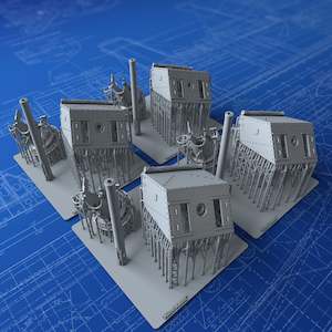 1/72 Royal Navy 4"/45 (10.2cm) QF MKV on LA CP MKII Mount x4 (V&W Class, Hatches Open)