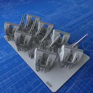 1/200 Royal Navy 4"/45 (10.2cm) QF MKXVI (MKXIX Twin Mount) x7 (HMS Hood)