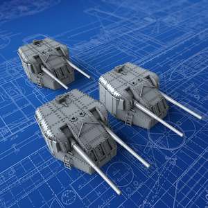 1/700 Royal Navy 4.7"/50 (12cm) QF MKXI on MKXX Mount x3 (L & M Classes)