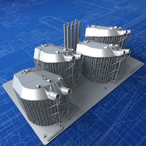 1 350 Scale: 1/350 Royal Navy 13.5"/45 (34.3cm) MKV x4 (HMS Queen Mary 1916) w. Blast Bags