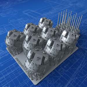 1 350 Scale: 1/350 Royal Navy 5.25"/50 (13.4cm) QF MKI (1943 Sights Closed) x8