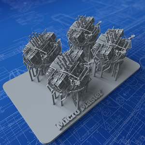 Flagship Range: 1/600 Royal Navy 2-pdr Octuple Pom Poms (4cm/39) QF MKVIII on ‘M’ (MKV) Mount (Wartime 45º) x4