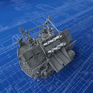 1/200 Royal Navy 2-pdr Octuple Pom Pom (4cm/39) QF MKVIII on ‘M’ (MKV) Mount 45º