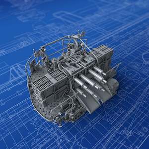 1/200 Royal Navy 2-pdr Octuple Pom Pom (4cm/39) QF MKVIII on ‘M’ (MKV) Mount 0º