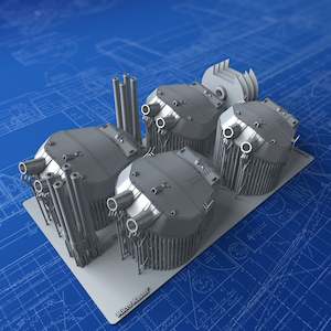 Royal Allied Navies: 1/350 Royal Navy 15" (38.1cm) MKI Turrets x4 Queen Elizabeth Class (1915) w. Blast Bags