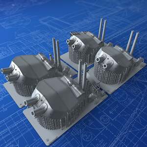 Royal Allied Navies: 1/144 Royal Navy 15" (38.1cm) MKII Turrets HMS Hood (w. Blast Bags 1941)