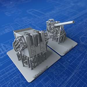 Royal Navy Weapons: 1/144 Royal Navy 4"/45 BL MKIX Flowers Class w. 2" Rocket Flare Launchers (Square Shield)