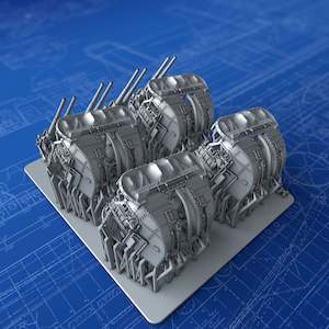 1/350 Royal Navy 4"/45 (10.2cm) QF MKXVI (HA/UD RP51 MKXIX Twin Mounts) x4