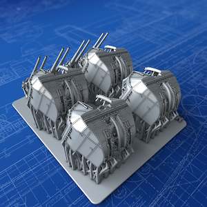 1/350 Royal Navy 4"/45 (10.2cm) QF MKXVI (MKXIX* Long Shield, Twin Mounts) x4