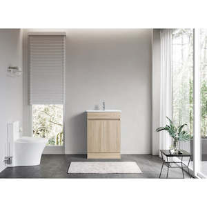 Vanity: Delphine Light Oak Floor Standing Plywood Vanity with Single Ceramic basin 600MM | 750MM | 900MM