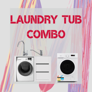 1300mm White Laundry Tub + Washing Machine + Basin Mixer Combo