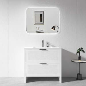 Laundry: 900mm White Plywood Floor Standing Vanity Unit
