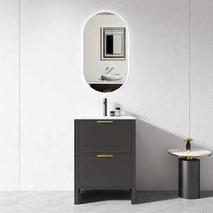 Laundry: 600mm Black Plywood Floor Standing Vanity Unit