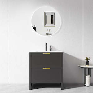 Laundry: 750mm Matt Black Plywood Floor Standing Vanity