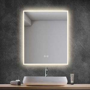 Led Mirror: White Rim LED Mirror | Demister | 750x900MM | 3 Color Lights