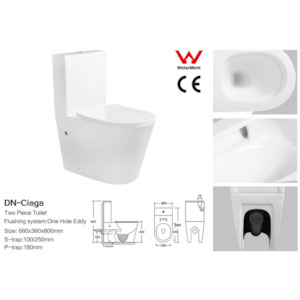 Toilet Suites: DN-Ciaga Ceramic White Toilet Suite-Back to wall Whirlpool Two Piece Toilets