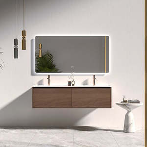 Wall Hung Vanity: Aurora - 1200mm Wall Hung Double Basins Vanity - HT1200-Double Basins