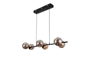 Firework Lighting: Firework Unique LED Kitchen Pendant Light, Amber Glass With Black Frame