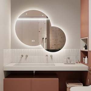Double Circle Backlit LED Mirror with Demister, Three Light Selection & Dimm&hellip;