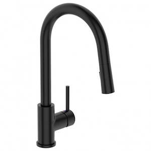 ELEMENTI UNO GOOSE NECK KITCHEN MIXER C/W POS PULL-OUT - BLACK