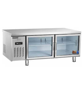 Stainless Steel Double Glass Door Workbench Fridge PLR-12B2 (600MM)