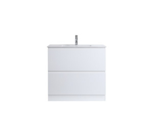 Bathroom: 750MM - DNF FloorStanding Plywood DOUBLE DRAWERS VANITY GLOSSY WHITE PAINT FINISHED