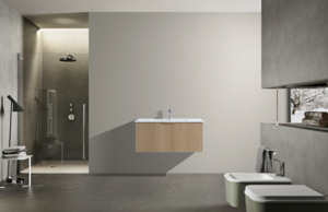 FLUTED OAK WALL HUNG Plywood VANITY 900MM