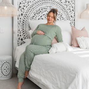 Milkbar Breastfeeding Sleepwear Set | Forest Gingham