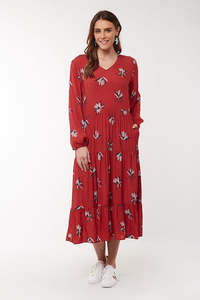 Elm Lifestyle: Elm - Native Flora Dress - Rust