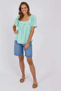 Elm - Aurora Stripe Top - Green/White