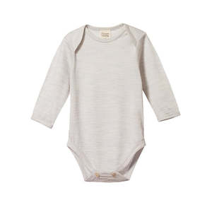 Baby: Nature Baby - Long Sleeve Merino Bodysuit - Light Grey Marl