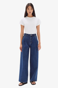 Denim: Assembly Label - Slack Pleat Wide Leg Jean - Heritage Blue