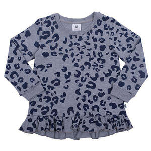 Girls Tops Tees: Hoot Kid - Take a Chance Sweater - Grey Marle/Navy
