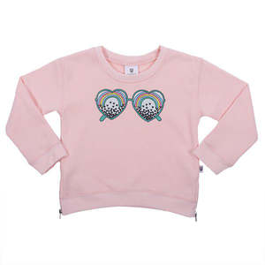 Girls Tops Tees: Hoot Kid - See the Love Sweater - Ballet Pink