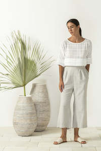 Bird Kite 1: Bird & kite - Angelo Pants - Natural Woven Stripe
